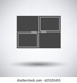 Wall cabinet icon on gray background, round shadow. Vector illustration.