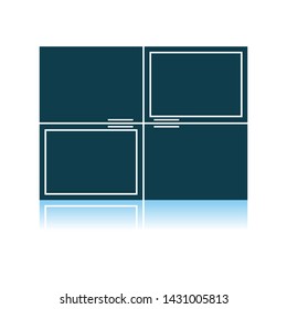 Wall Cabinet Icon. Shadow Reflection Design. Vector Illustration.