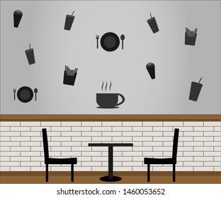 wall cafe with table chairs