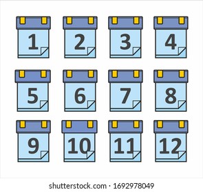 pegatina de notas del Calendario de pared 12 meses