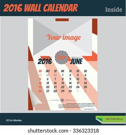 Wall Calendar 2016 Vector Retro Vintage style collections.
