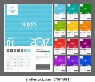 Calendario de pared 2017 - Plantilla de vectores del calendario 2017