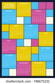 Wall Calendar 2018 Week Starts Sunday