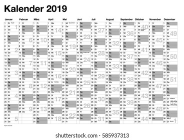 Wall calendar 2019 german