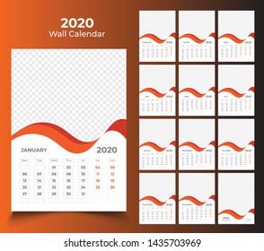 wall calendar 2020 template design