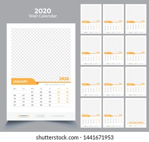 wall calendar 2020 template design