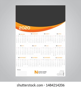 wall calendar 2020 template design