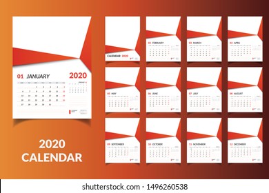 Wall calendar 2020 template design