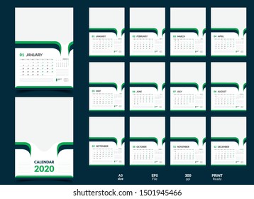 Wall calendar 2020 template design