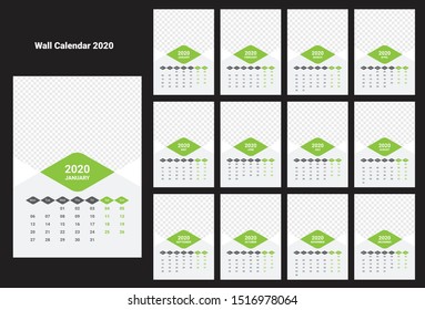 wall calendar. 2020 template design