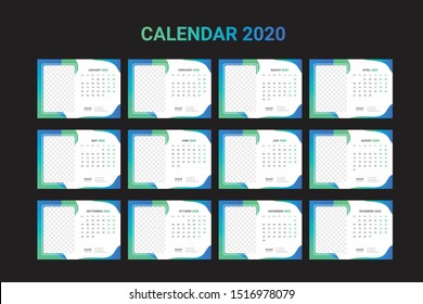 wall calendar. 2020 template design