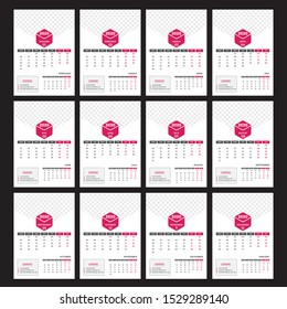 wall calendar for 2020 template design