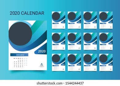 wall calendar 2020, Calendar template design with Place for Photo