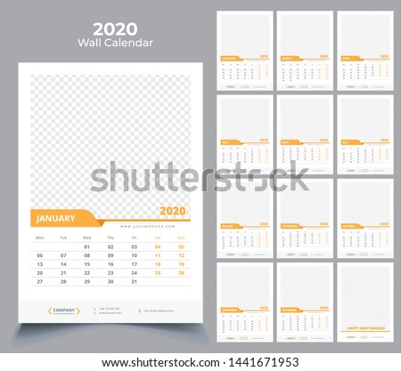 wall calendar 2020 template design
