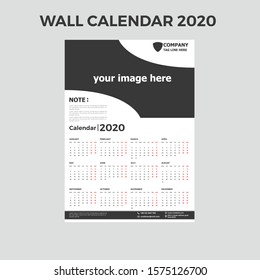 Wall Calendar 2020 vector.Wall Calendar 2020 vector image
