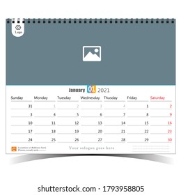 Wall Calendar 2021 Landscape Template
