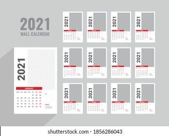 Wall Calendar 2021 Planner Template Design