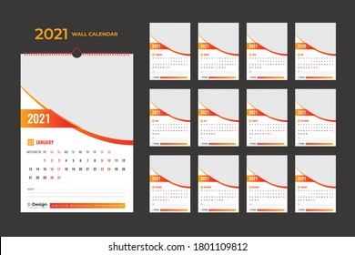 Wall Calendar 2021 Template, Kalender 2021