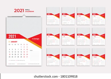 Wall Calendar 2021 Template, Calendar 2021