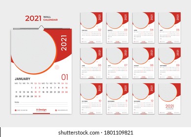 Wall Calendar 2021 Template, Calendar 2021