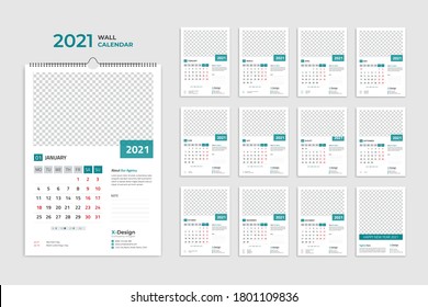 Wall Calendar 2021 Template, Calendar 2021