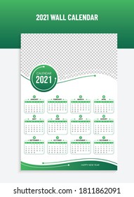 Wall calendar 2021 template, 2021 Wall calendar