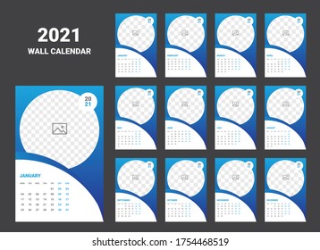 wall calendar 2021 template design