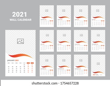 Wall Calendar 2021 Template Design