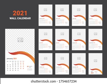 wall calendar 2021 template design