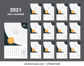 wall calendar 2021 template design