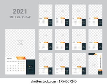 wall calendar 2021 template design