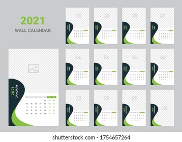 wall calendar 2021 template design
