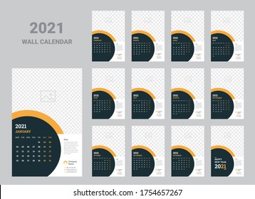 Wall Calendar 2021 Template Design