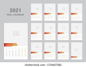 wall calendar 2021 template design