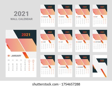 wall calendar 2021 template design