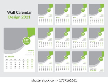 Wall Calendar 2021 Template Design