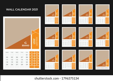 Wall Calendar 2021 Template Design