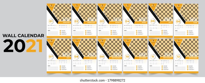 Wall Calendar 2021 Template Design