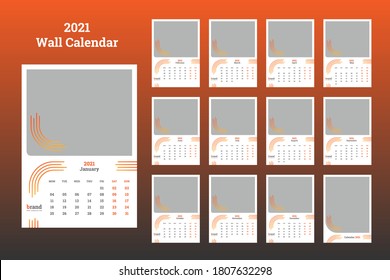 Wall Calendar 2021 Template Design
