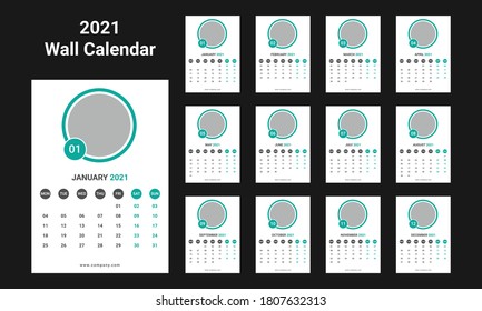 Wall Calendar 2021 Template Design