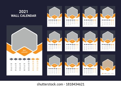 Diseño de plantillas de calendario de pared 2021