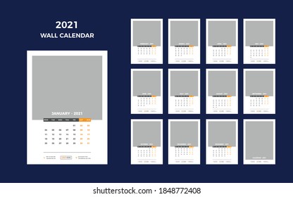 Wall Calendar 2021 Template Design
