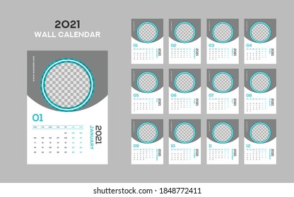 Diseño de plantillas de calendario de pared 2021