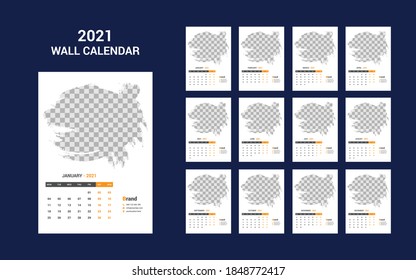 Wall Calendar 2021 Template Design