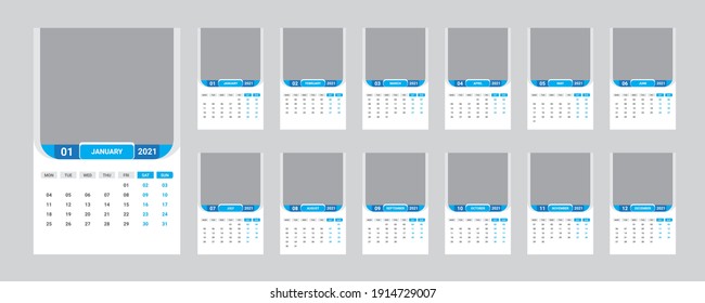 Wall Calendar 2021 Template Design