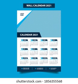 Wall calendar for 2021 year in clean minimal style. Corporate design planner template. Week Starts on Sunday. Set of 12 Months. Ready for print.trendy background, vector layout, printing media, ads.
