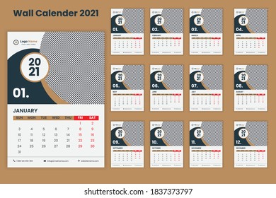 Wall calendar 2021 year set