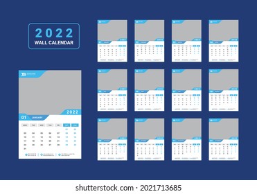 Wall Calendar 2022 Colorful Corporate Business Wall Calendar Vector Template Design