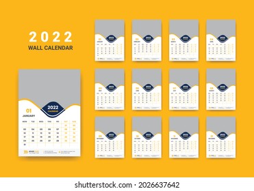 Wall Calendar 2022 Colorful Corporate Wall Calendar Vector Template Design