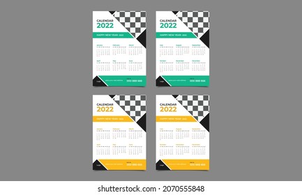 Wall calendar 2022 design. Corporate 2022 yearly calendar design template. vector illustration..eps